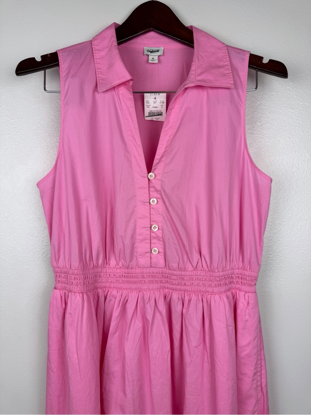 J. Crew Sleeveless Collared Lightweight Classic Midi Dress Pink Size 8/M NWT - Picture 3 of 7